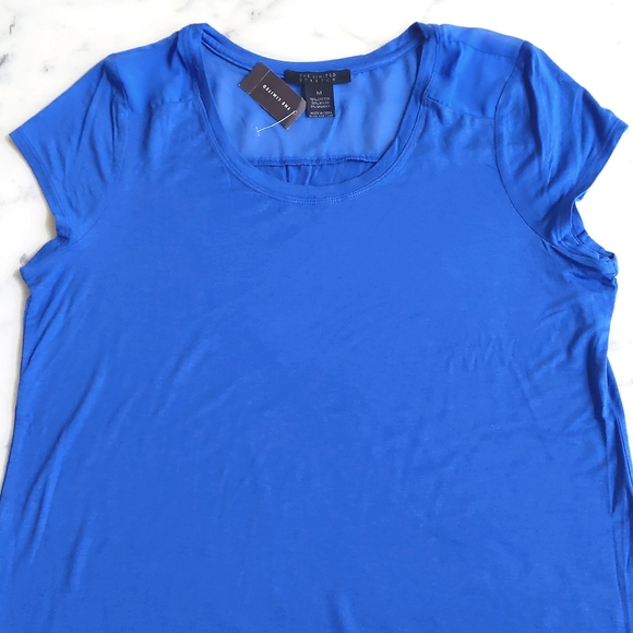 NWT. The Limited Stretch Cotton Blended Short Sleeve Loose Fit Sheer Design Top. - Picture 3 of 6